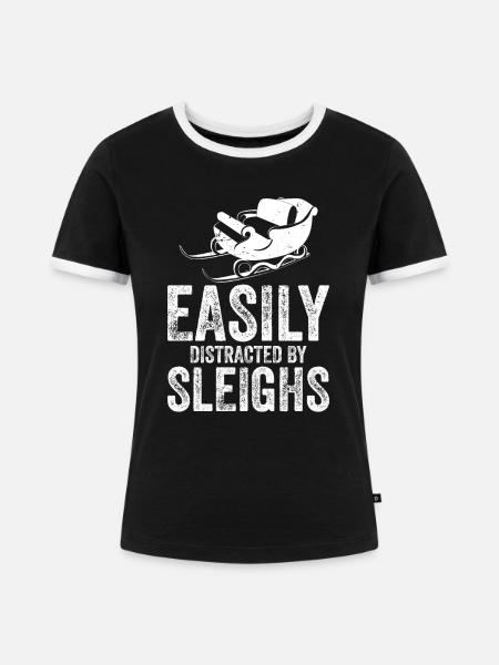 Dog Sledding | Mushing - Frauen Kontrast-T-Shirt - Schwarz/Weiß