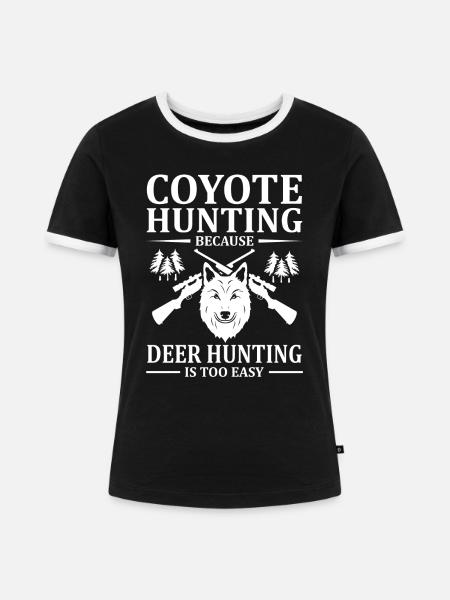 Coyote Jäger - Frauen Kontrast-T-Shirt - Schwarz/Weiß