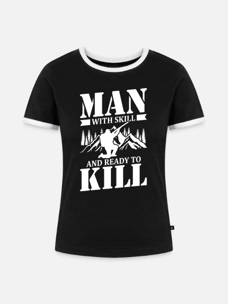 Coyote Jäger - Frauen Kontrast-T-Shirt - Schwarz/Weiß