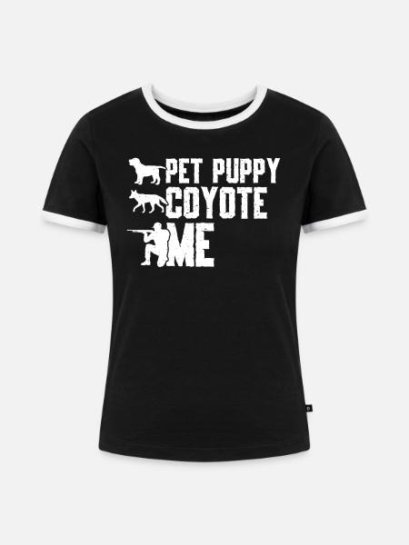 Coyote Jäger - Frauen Kontrast-T-Shirt - Schwarz/Weiß