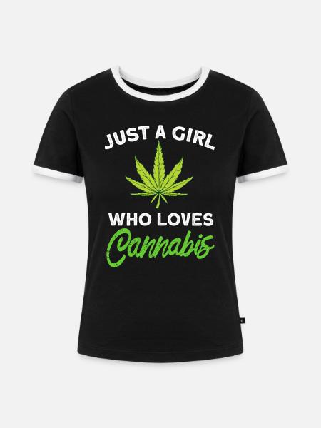 Cannabis mädchen - Frauen Kontrast-T-Shirt - Schwarz/Weiß