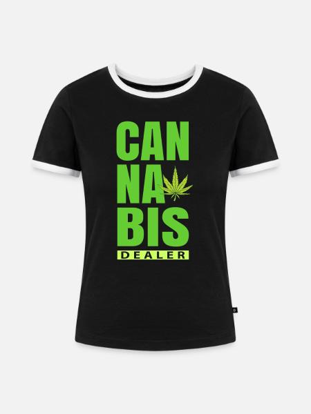 Cannabis händler - Frauen Kontrast-T-Shirt - Schwarz/Weiß