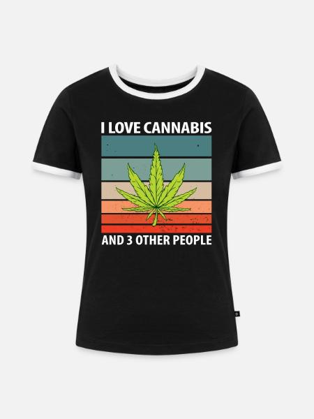 Liebe Hanf - Frauen Kontrast-T-Shirt - Schwarz/Weiß