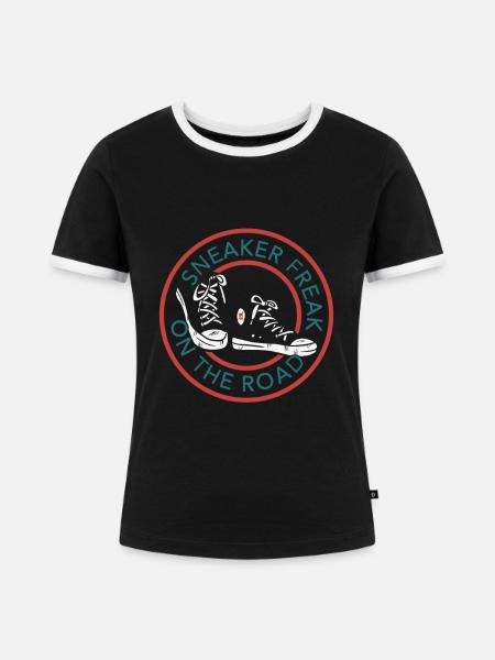 Sneaker freak - Frauen Kontrast-T-Shirt - Schwarz/Weiß