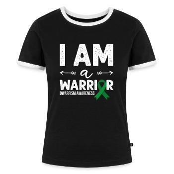 I Am A Warrior, Grüne Schleife Zwergenwuchs - Frauen Kontrast-T-Shirt - Schwarz/Weiß - Vorne - Selfina (174cm)