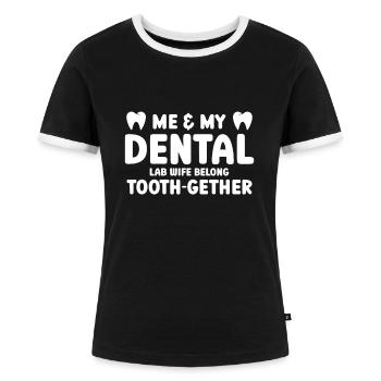 Dentallabor Techniker Zahntechniker - Frauen Kontrast-T-Shirt - Schwarz/Weiß - Vorne - Selfina (174cm)