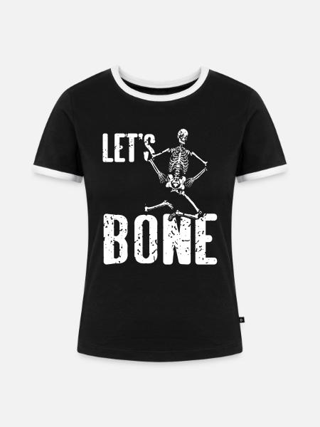 Halloween - Lets Bone - Frauen Kontrast-T-Shirt - Schwarz/Weiß