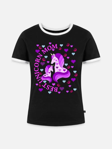 Beste Einhorn-Mutter - Frauen Kontrast-T-Shirt - Schwarz/Weiß