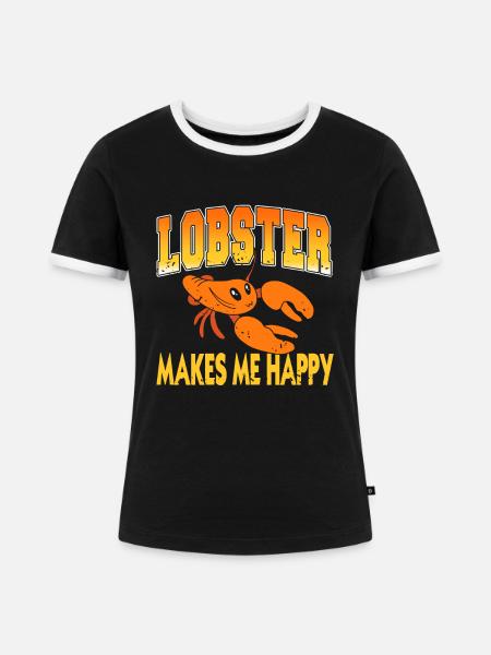 Lobster Makes me happy - Frauen Kontrast-T-Shirt - Schwarz/Weiß