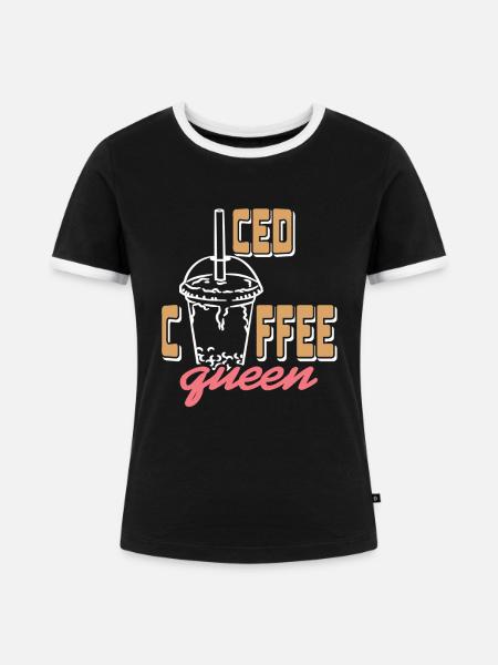 Iced Coffee queen - Frauen Kontrast-T-Shirt - Schwarz/Weiß