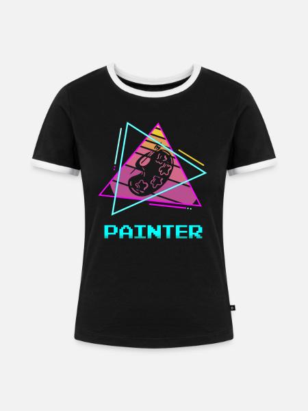 Retro Painter Paint Painting - Frauen Kontrast-T-Shirt - Schwarz/Weiß