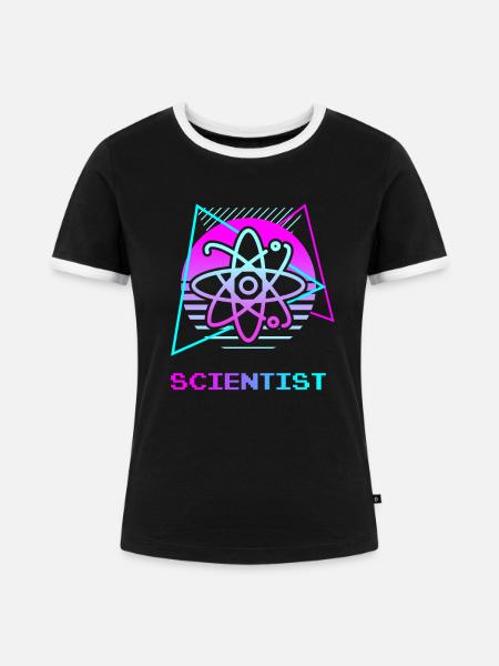 Retro Scientist Chemistry Physics Science - Frauen Kontrast-T-Shirt - Schwarz/Weiß