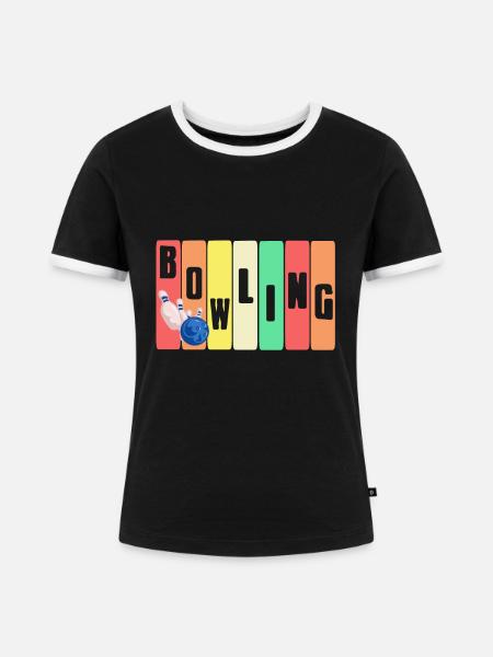 Bowling - Frauen Kontrast-T-Shirt - Schwarz/Weiß