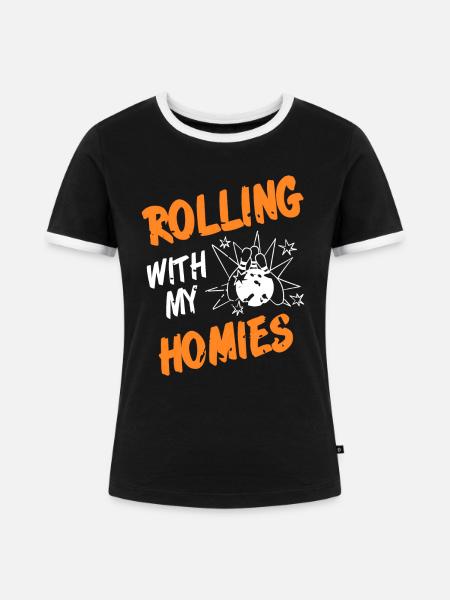 Rolling with my homies - Frauen Kontrast-T-Shirt - Schwarz/Weiß