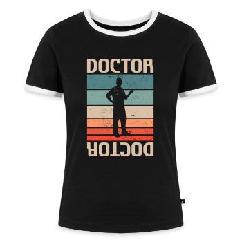 Retro Vintage Classic Doctor Medical - Frauen Kontrast-T-Shirt - Schwarz/Weiß - Vorne - Selfina (174cm)