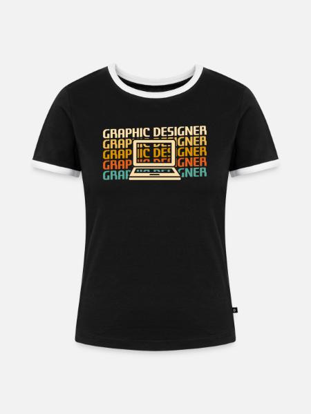 Retro Graphic Designer Graphic Design - Frauen Kontrast-T-Shirt - Schwarz/Weiß