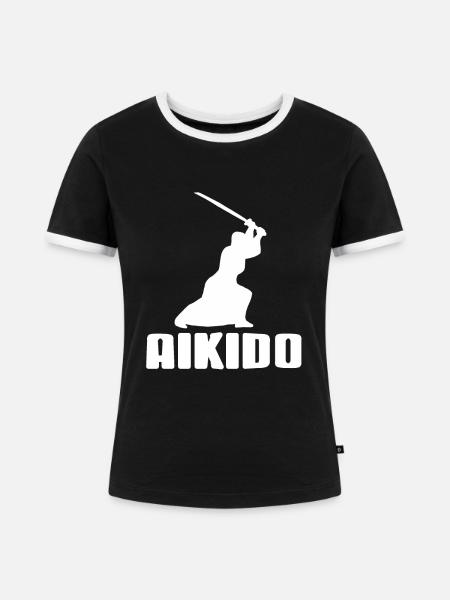 Aikido Kämpfer mit schwert - Frauen Kontrast-T-Shirt - Schwarz/Weiß