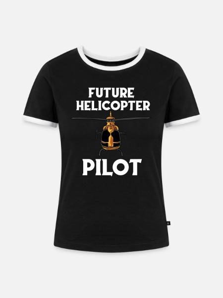 Zukünftiger Hubschrauberpilot - Frauen Kontrast-T-Shirt - Schwarz/Weiß