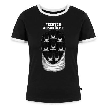 Fechter Fechtmeister Lustig Fechtsportler - Frauen Kontrast-T-Shirt - Schwarz/Weiß - Vorne - Selfina (174cm)