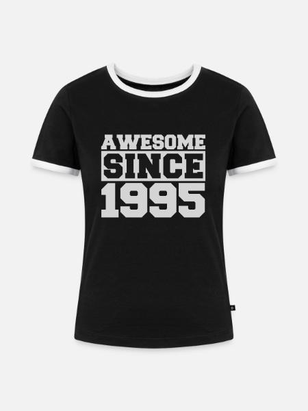 Awesome since 1995 - Frauen Kontrast-T-Shirt - Schwarz/Weiß