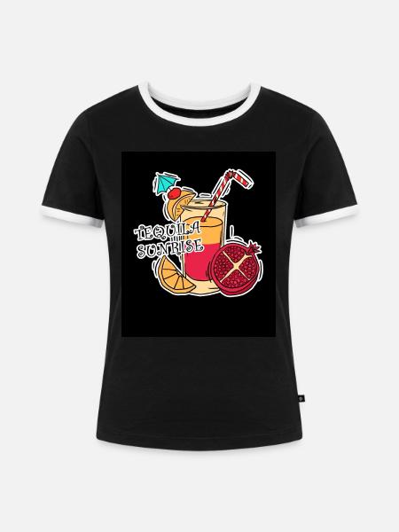 Tequila Sunrise - Frauen Kontrast-T-Shirt - Schwarz/Weiß