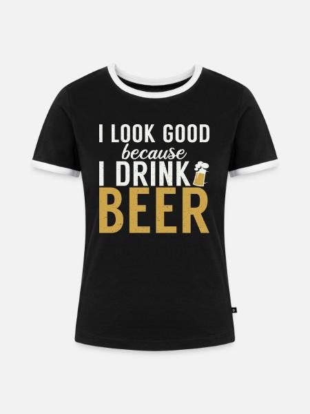 Biertrinker Bier Geschenke - Frauen Kontrast-T-Shirt - Schwarz/Weiß