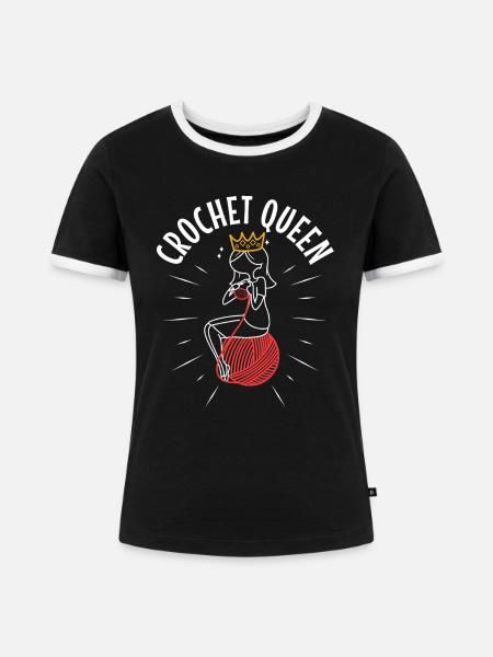 Crochet queen - Frauen Kontrast-T-Shirt - Schwarz/Weiß