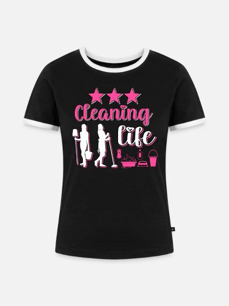 Haushälterin Zimmermädchen Putzfrau - Frauen Kontrast-T-Shirt - Schwarz/Weiß