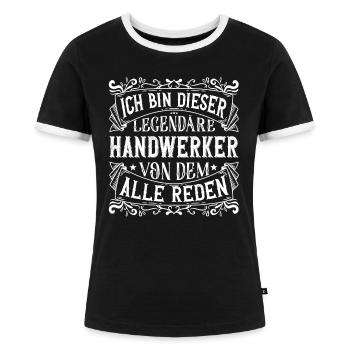 Ich bin dieser Legendäre Handwerker - Frauen Kontrast-T-Shirt - Schwarz/Weiß - Vorne - Selfina (174cm)