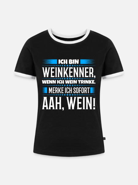 Weinkenner sind die besten - Frauen Kontrast-T-Shirt - Schwarz/Weiß