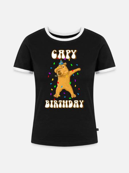 Capybara Capy Birthday - Frauen Kontrast-T-Shirt - Schwarz/Weiß