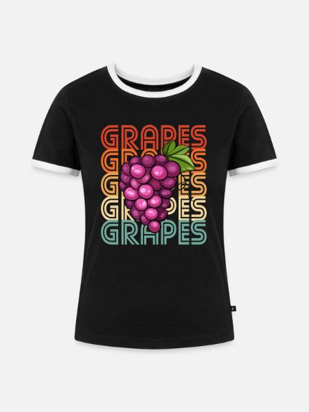Traube Trauben Wein Geschenk - Frauen Kontrast-T-Shirt - Schwarz/Weiß