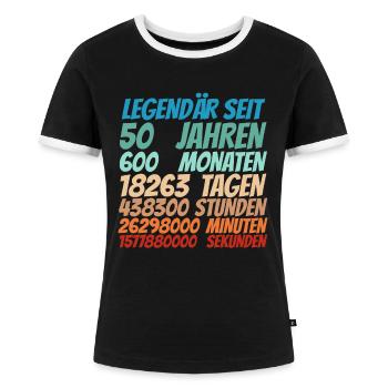 Legendär seit 50 Jahre alt 50. Geburtstag Frauen - Frauen Kontrast-T-Shirt - Schwarz/Weiß - Vorne - Selfina (174cm)