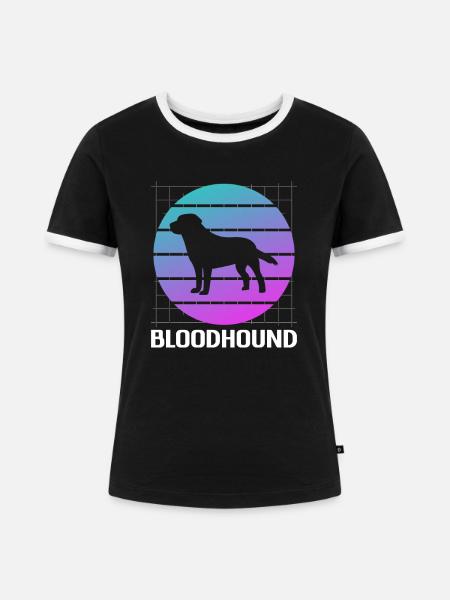 Retro Bluthund-Bluthund-Hundeliebhaber - Frauen Kontrast-T-Shirt - Schwarz/Weiß