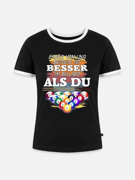 Billardtisch - Billiard-Spieler - Frauen Kontrast-T-Shirt - Schwarz/Weiß