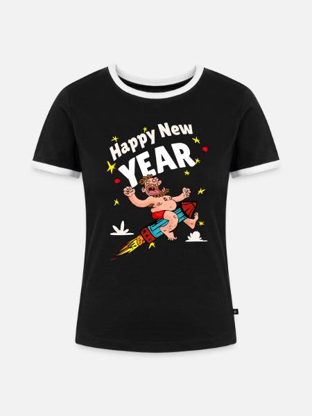Happy New Year - Frauen Kontrast-T-Shirt - Schwarz/Weiß