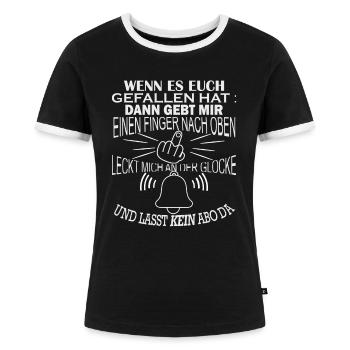 gefällt mir gebe mir ein Finger nach oben - Frauen Kontrast-T-Shirt - Schwarz/Weiß - Vorne - Selfina (174cm)