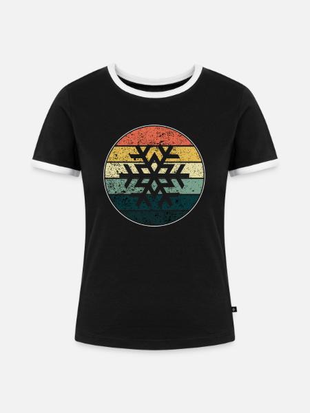 Schneeflocke - Frauen Kontrast-T-Shirt - Schwarz/Weiß