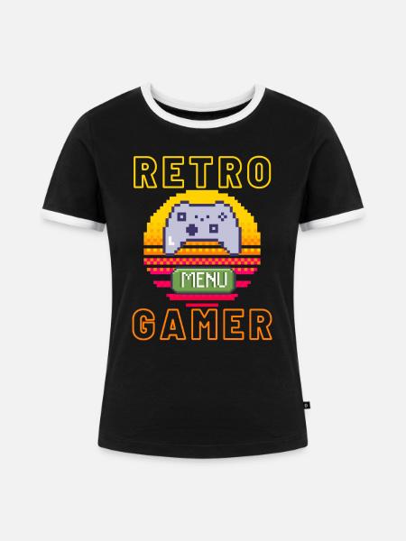 Retro Gamer - Frauen Kontrast-T-Shirt - Schwarz/Weiß
