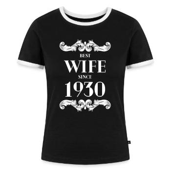 Trauzeugin seit 1930 Hochzeit - Frauen Kontrast-T-Shirt - Schwarz/Weiß - Vorne - Selfina (174cm)