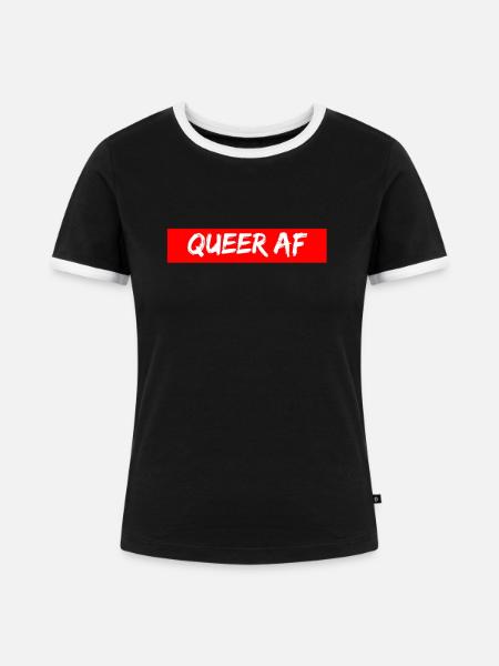 Queer AF LGBTIQ CSD Pride - Frauen Kontrast-T-Shirt - Schwarz/Weiß