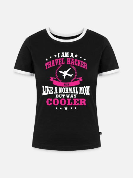 Travel Hacker Mutter - Frauen Kontrast-T-Shirt - Schwarz/Weiß