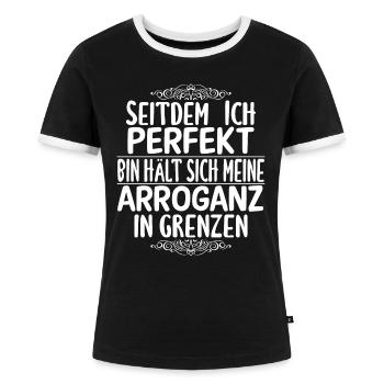 Lustiger Büro Spruch Arbeitskollegin Eingebildet - Frauen Kontrast-T-Shirt - Schwarz/Weiß - Vorne - Selfina (174cm)
