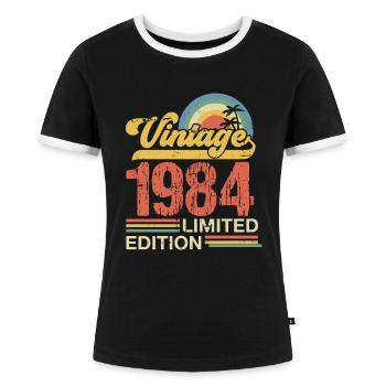 1984 - Frauen Kontrast-T-Shirt - Schwarz/Weiß - Vorne - Selfina (174cm)
