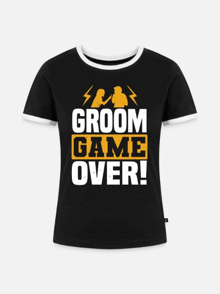 BRÄUTIGAM SPIEL VORBEI - Frauen Kontrast-T-Shirt - Schwarz/Weiß