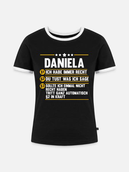 Daniela - Frauen Kontrast-T-Shirt - Schwarz/Weiß