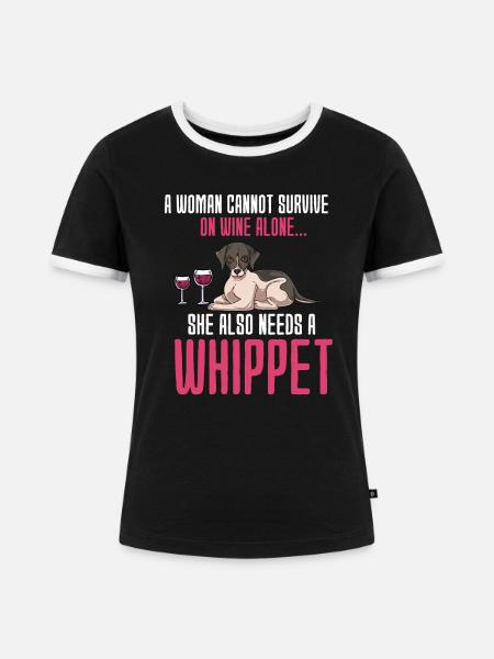 Whippet - Frauen Kontrast-T-Shirt - Schwarz/Weiß