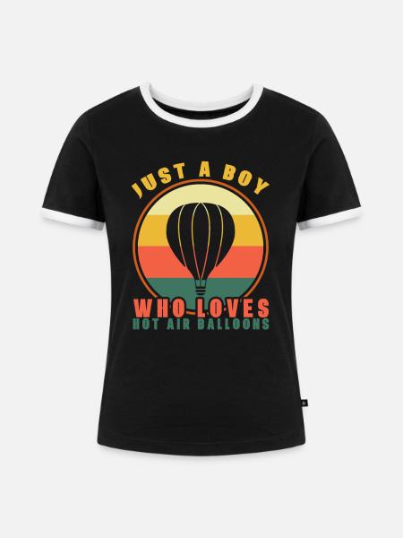 Heißluftballon & Ballon Fahrer Geschenk - Frauen Kontrast-T-Shirt - Schwarz/Weiß