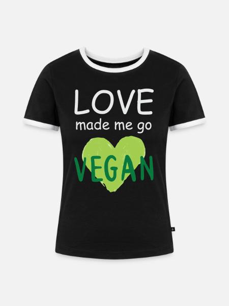 Vegan Fleischlos Tierlieb & Veganer - Frauen Kontrast-T-Shirt - Schwarz/Weiß