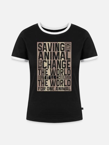 Vegan Fleischlos Tierlieb & Veganer - Frauen Kontrast-T-Shirt - Schwarz/Weiß